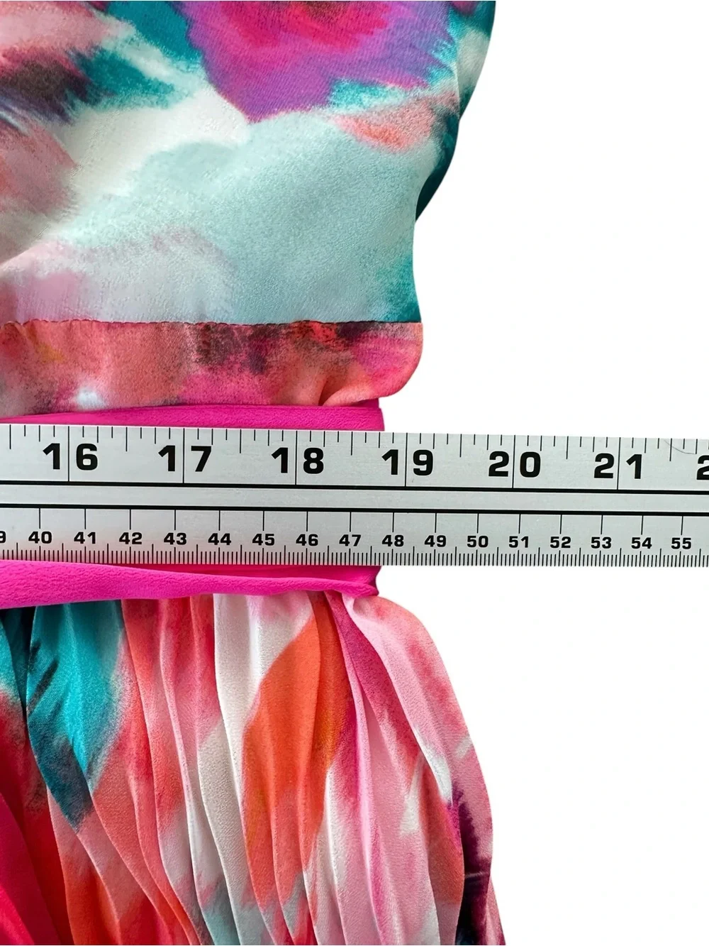 Eliza J Watercolor Floral Pleated Maxi Dress Pink Sash Halter 16W Plus - Picture 8 of 16
